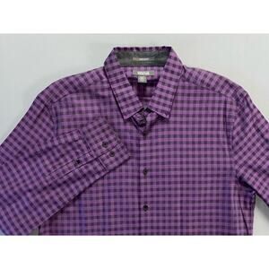 Kenneth Cole Reaction Super Slim Fit Long Sleeve Button Front Sport Shirt. L NWT